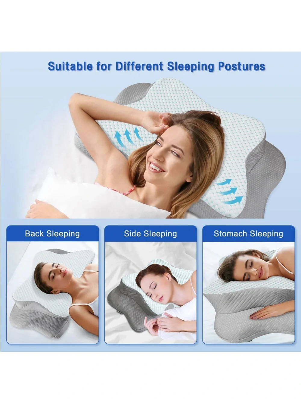 Memory Foam Cervical Pillow Queen Adjustable Ergonomic Neck Support Orthopedic